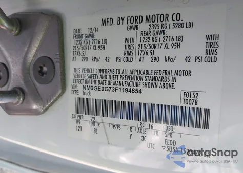 2015 Ford Transit Connect Titanium из США, поврежденный, VIN NM0GE9G73F1194854